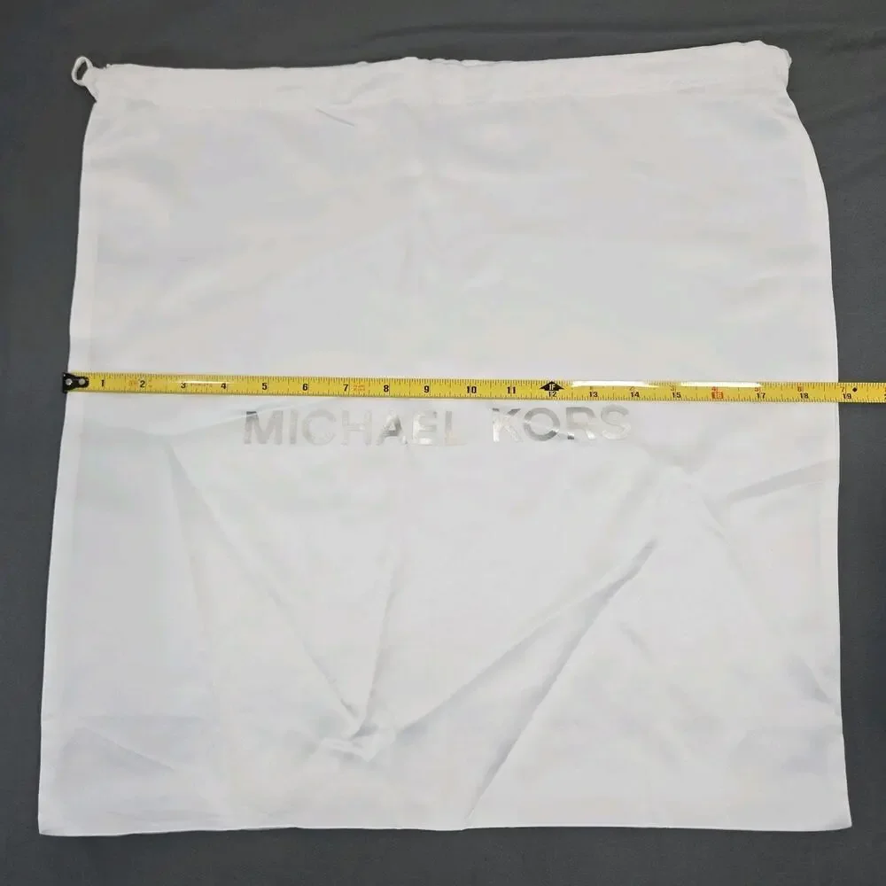 Michael Kors Drawstring Dust Bag White Satin Silver Logo Storage Pouch 18x19